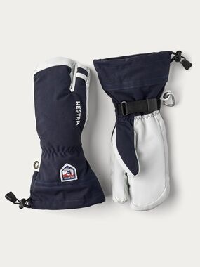 Hestra Army Leather Heli Ski Ski Three Finger Glove Navy Size 5